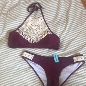 Maroon swimsuit